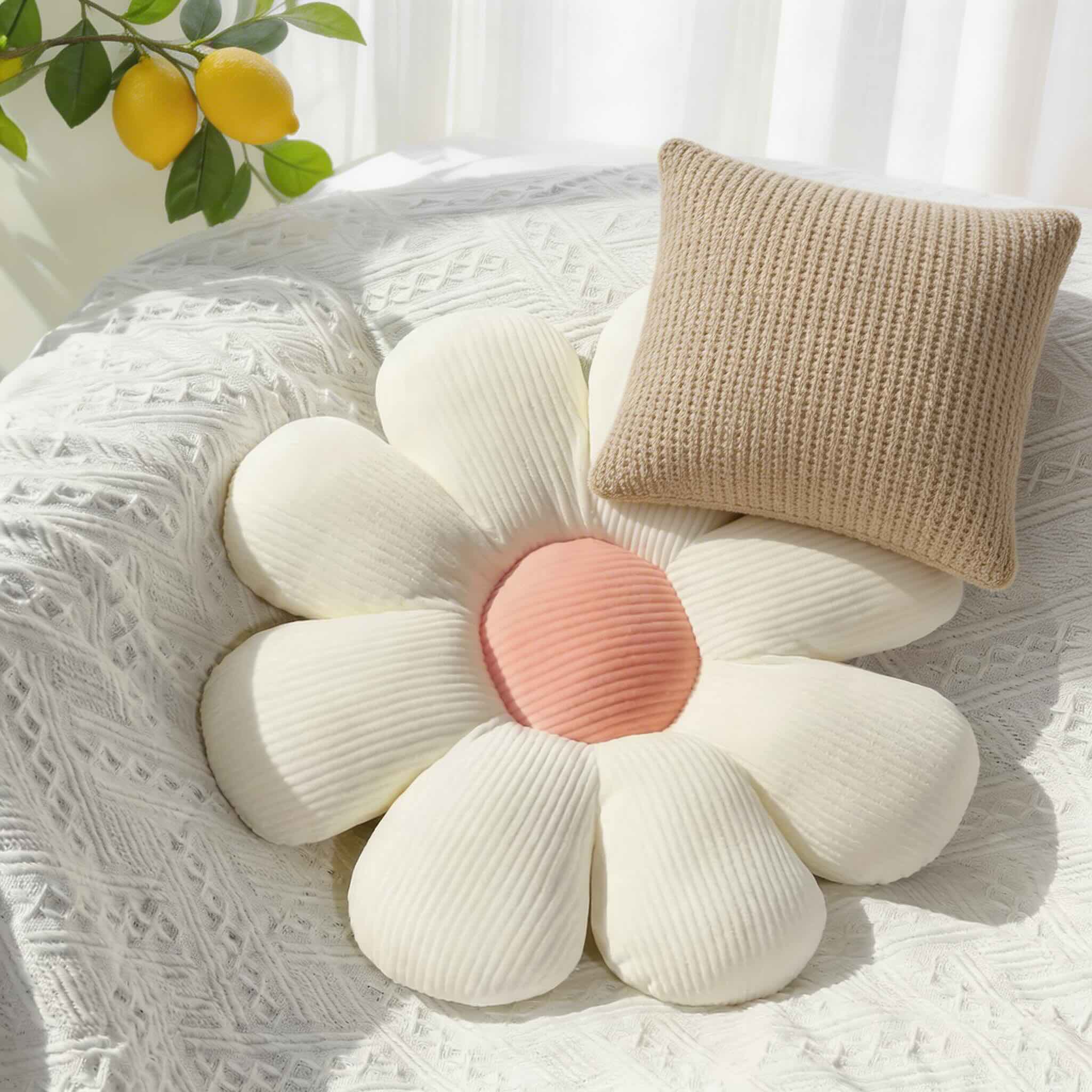 Sunflower Floral Cushion with Soft Plush Seat Pad