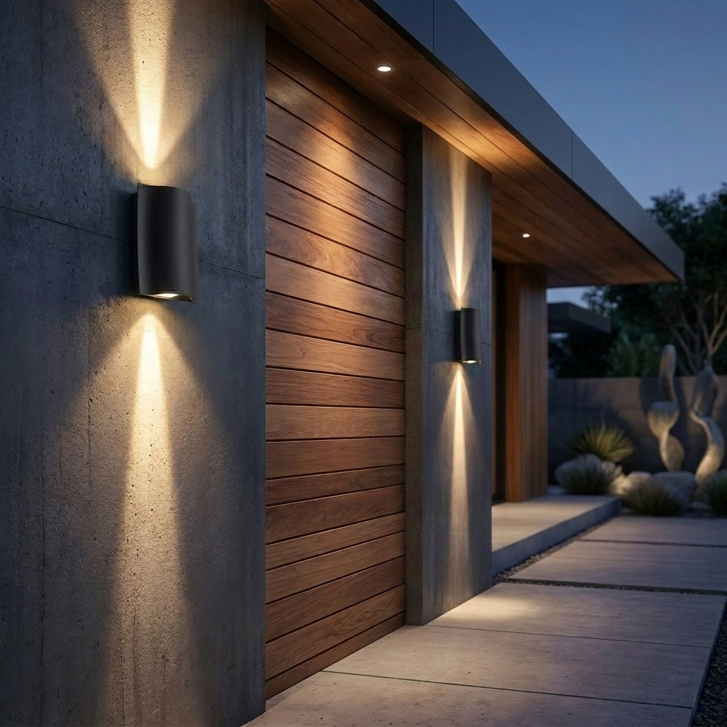 Outdoor Up and Down Wall Light in Black with IP65 LED