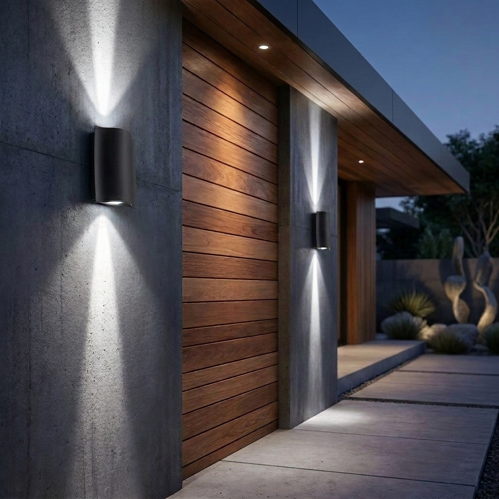 Outdoor Up and Down Wall Light in Black with IP65 LED