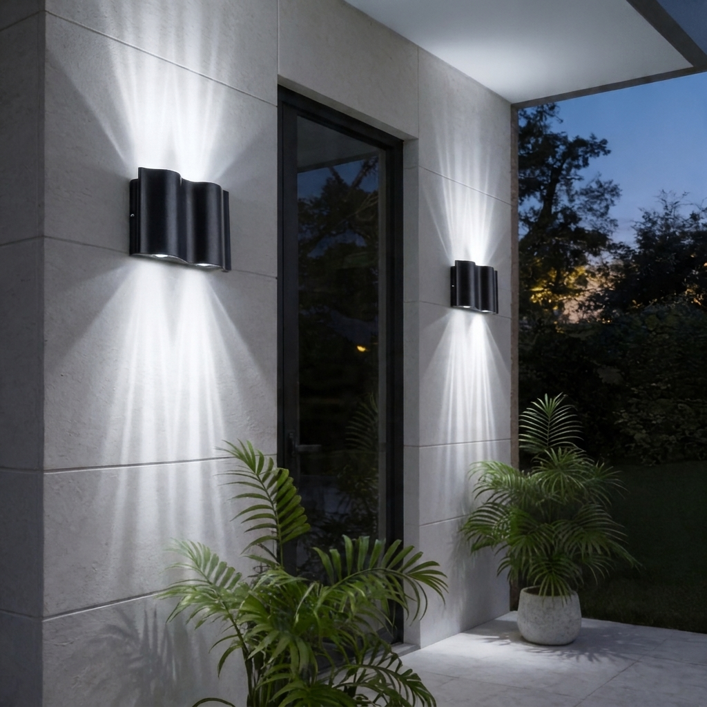 Outdoor Up and Down Wall Light in Black with IP65 LED