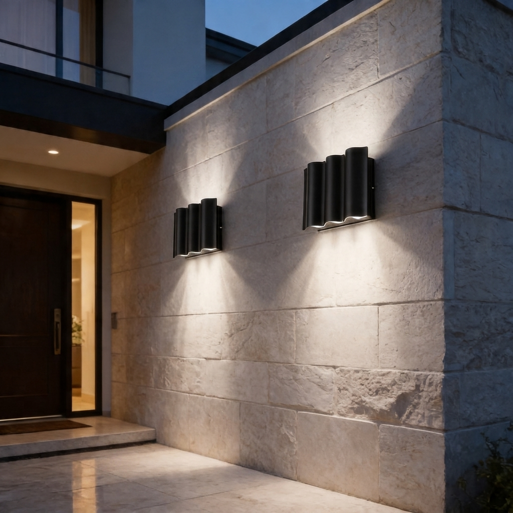 Outdoor Up and Down Wall Light in Black with IP65 LED