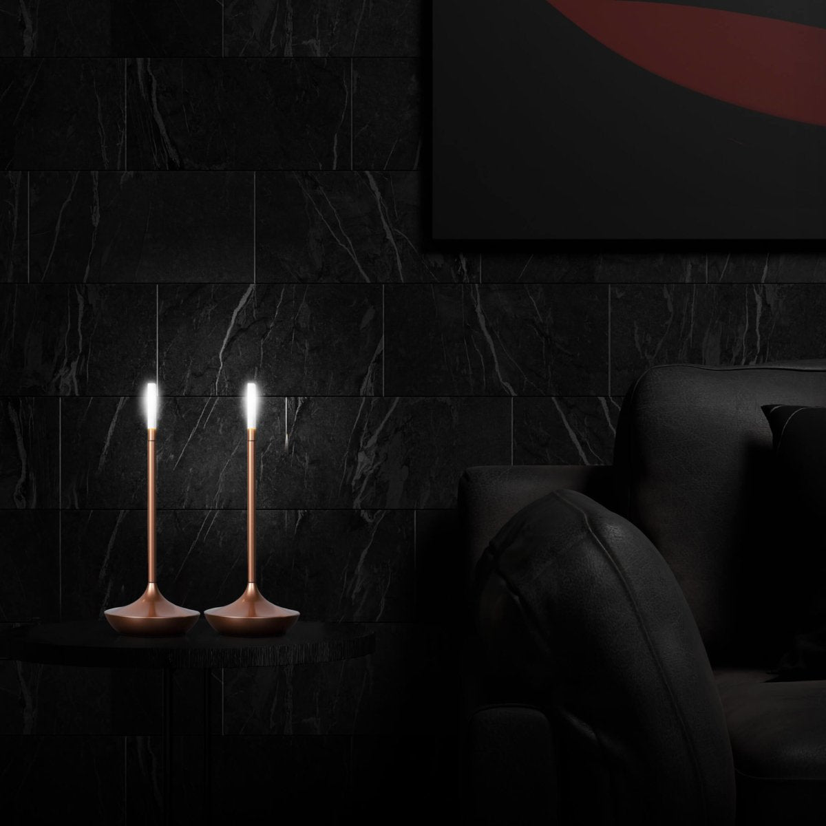 LED Candle Lamp Set of 2 Cordless Rechargeable Aluminium Candlestick Touch Dimmable Dining Table