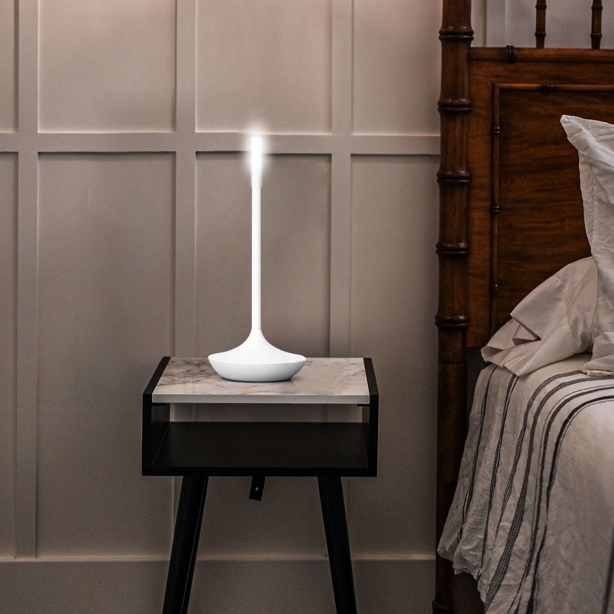 LED Candle Lamp Set of 2 Cordless Rechargeable Aluminium Candlestick Touch Dimmable Dining Table