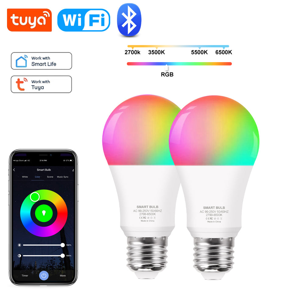Smart Light Bulb WiFi RGB LED Colour Changing Dimmable 9 W App and Voice Control