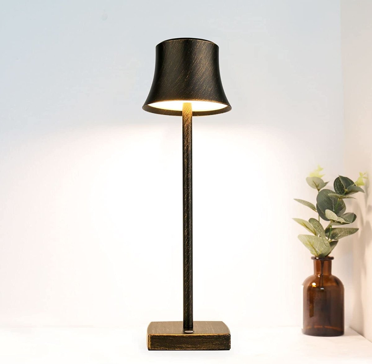 Cordless Touch Lamp Metal Bell Shade Rechargeable USB Power Bank Dimmable Bedside Living Room