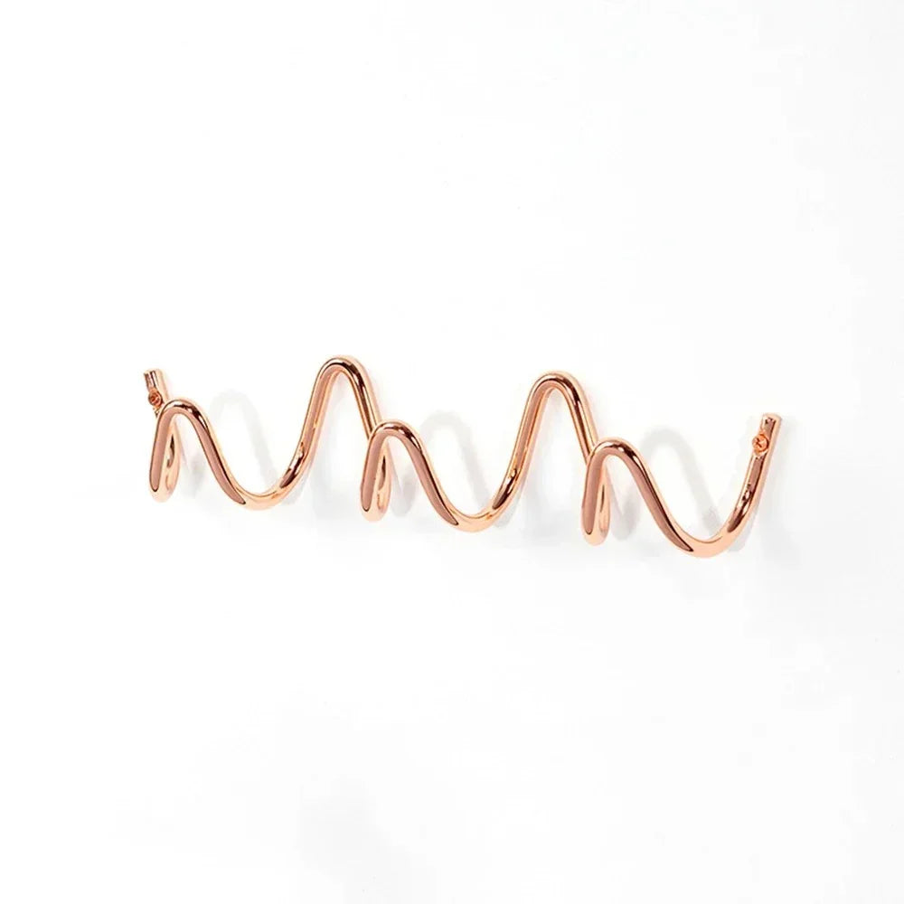 Wrought Iron Wall Hook Rack Wave Design for Entryways