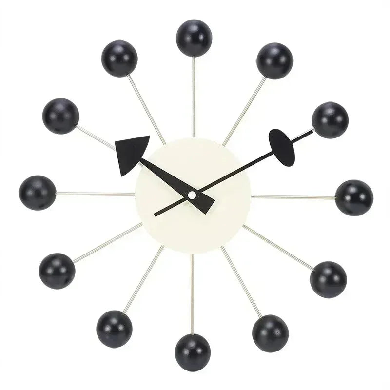 Mid Century Ball Wall Clock 33 cm Silent Quartz Movement