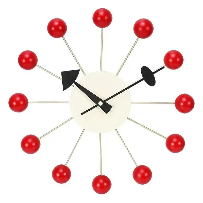 Mid Century Ball Wall Clock 33 cm Silent Quartz Movement