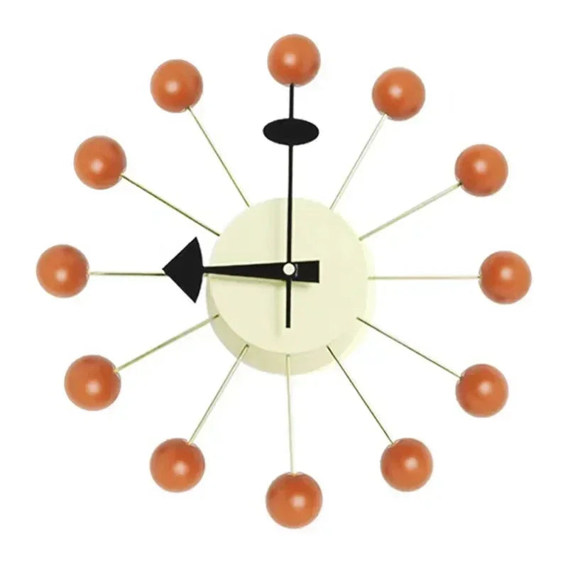 Mid Century Ball Wall Clock 33 cm Silent Quartz Movement