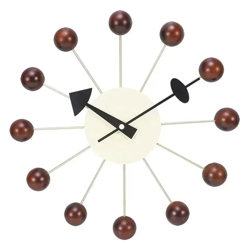 Mid Century Ball Wall Clock 33 cm Silent Quartz Movement