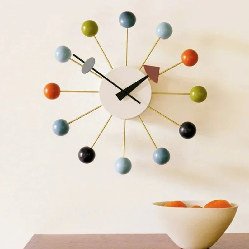 Mid Century Ball Wall Clock 33 cm Silent Quartz Movement