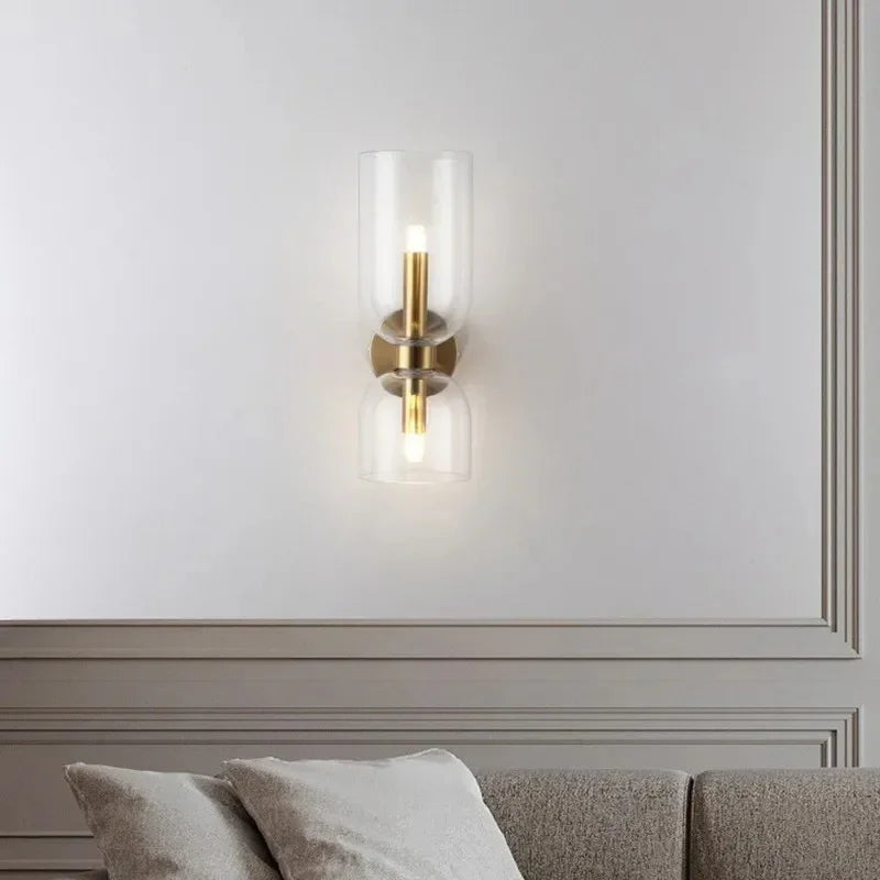 Double Glass Shade Wall Lamp E14 Sconce for Hallways