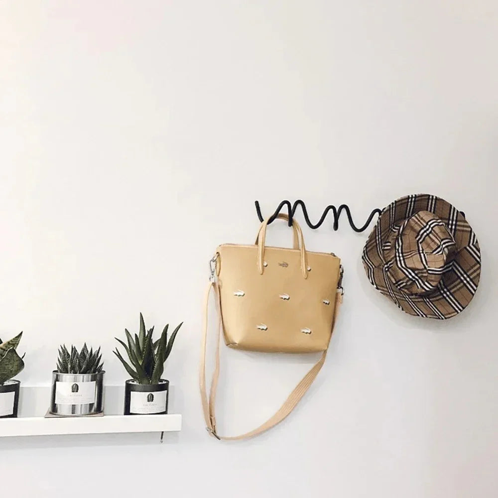 Wrought Iron Wall Hook Rack Wave Design for Entryways