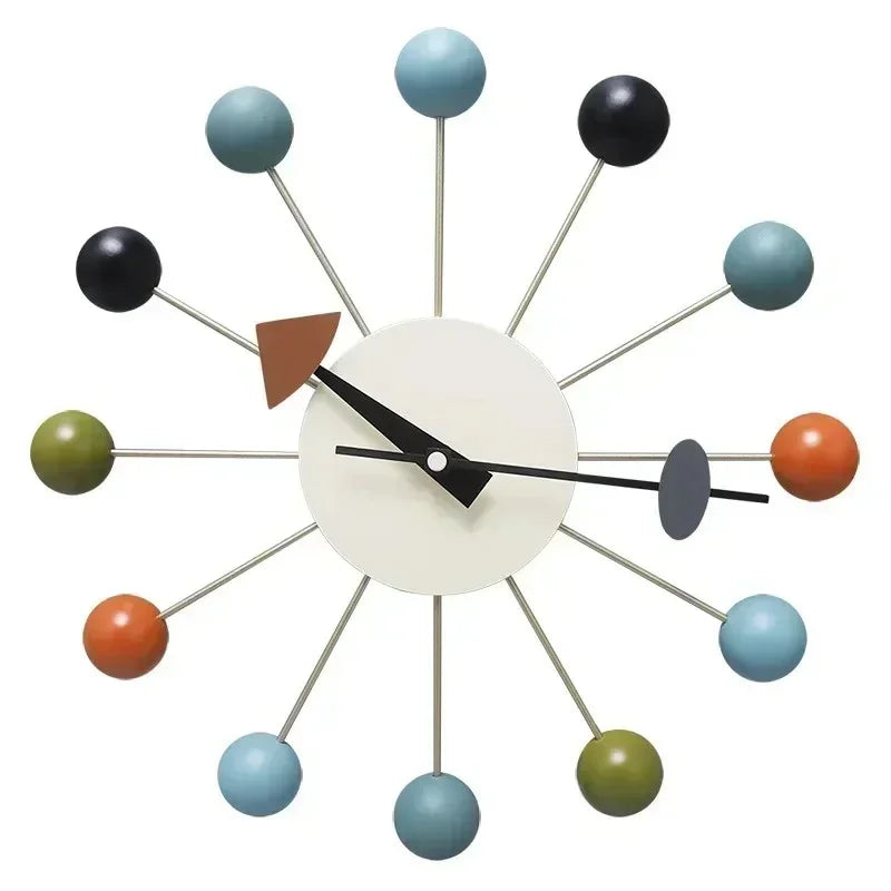 Mid Century Ball Wall Clock 33 cm Silent Quartz Movement