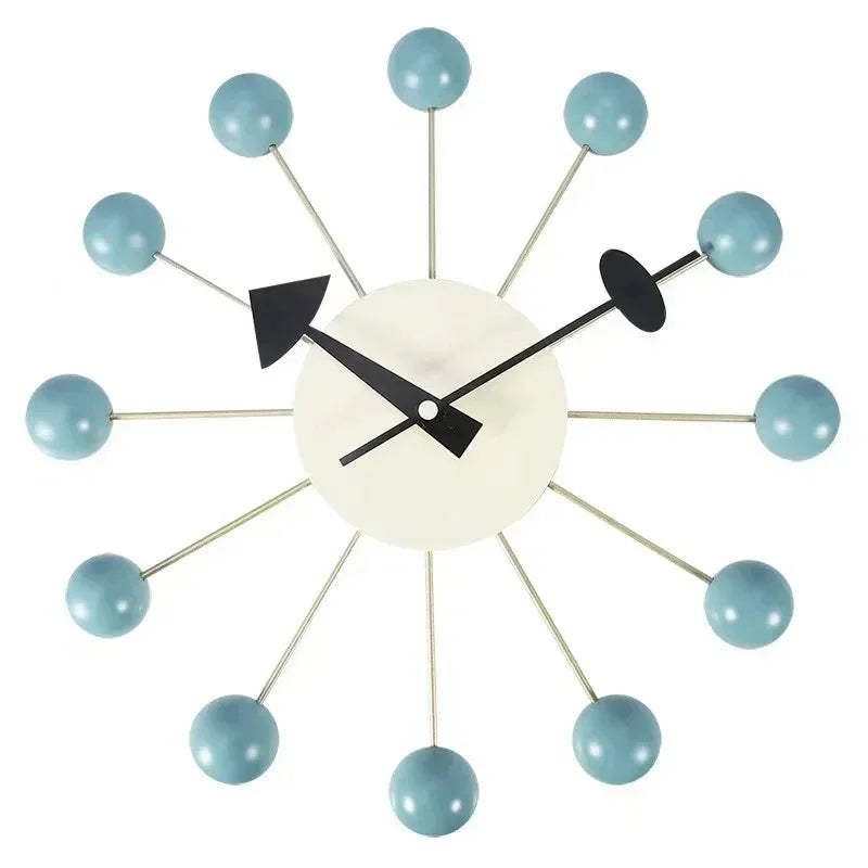 Mid Century Ball Wall Clock 33 cm Silent Quartz Movement