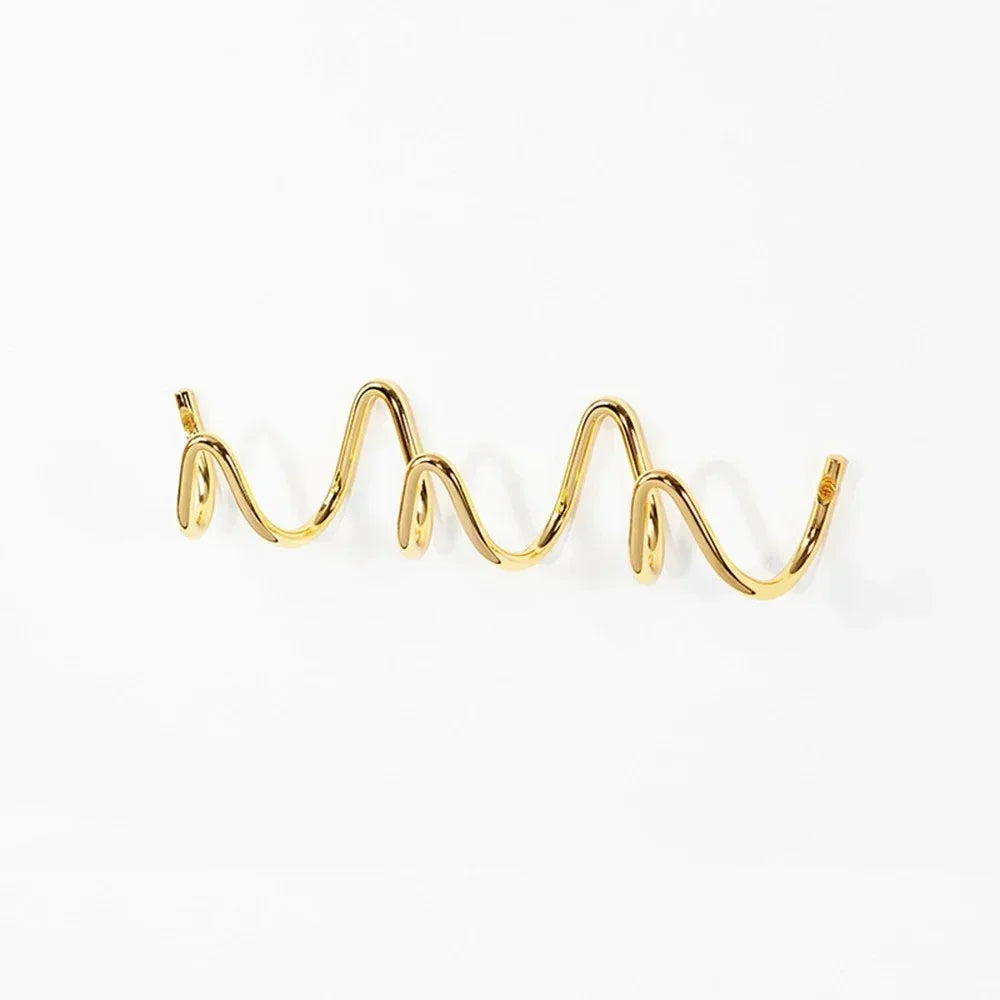 Wrought Iron Wall Hook Rack Wave Design for Entryways