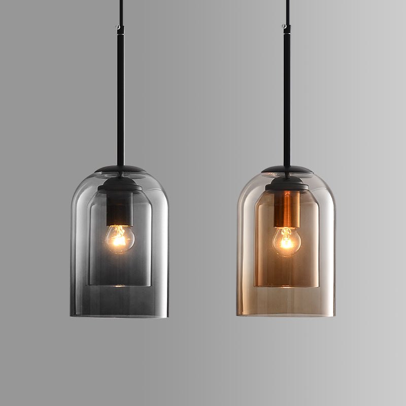 Pendant Light Double Glass Bell Shade E27 Mid Century Kitchen Island Bar Bedside