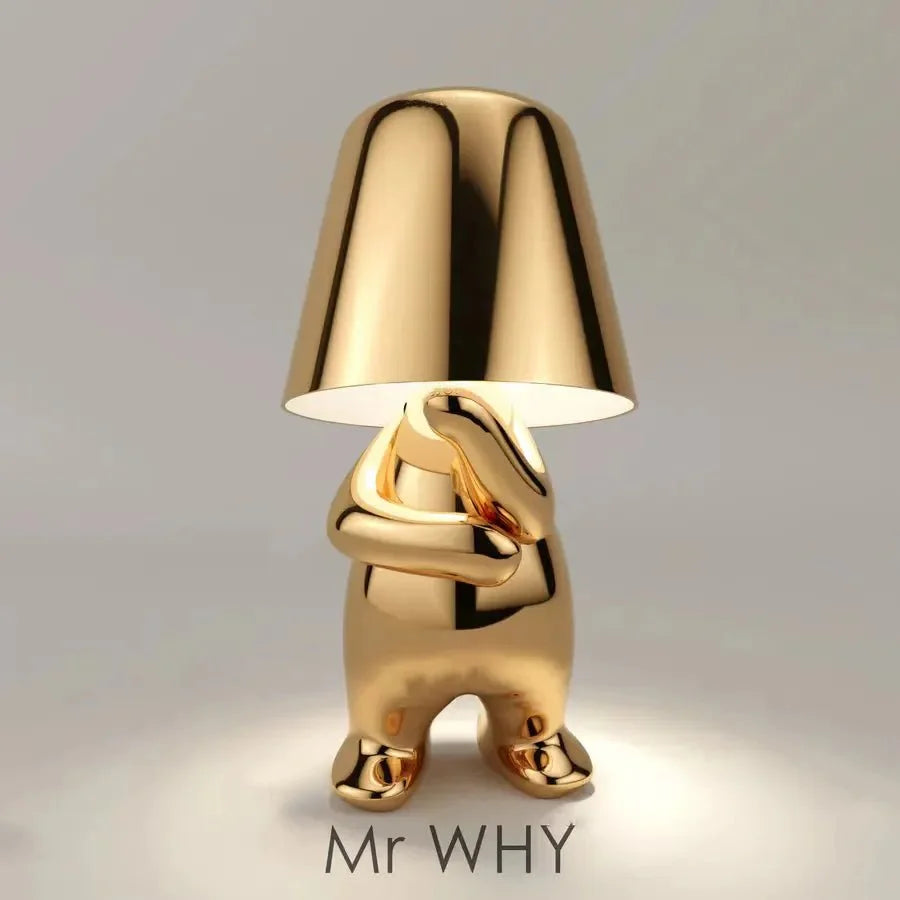 Cordless Table Lamp Thinker Figure Sculpture Rechargeable Touch Dimmable Novelty Shelf Bedside Decor