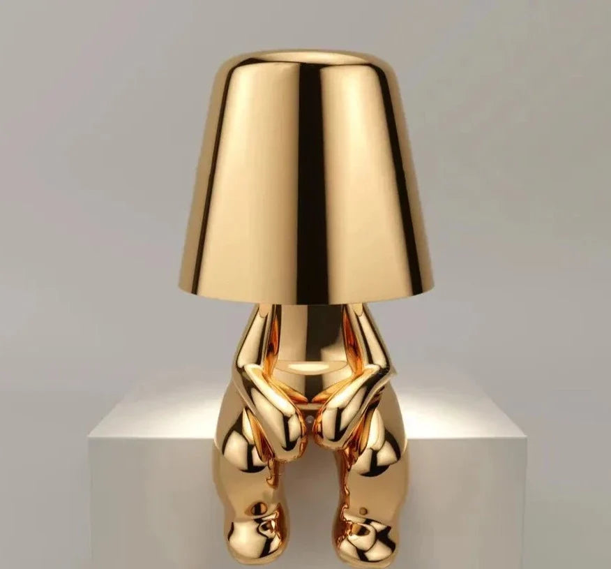 Cordless Table Lamp Thinker Figure Sculpture Rechargeable Touch Dimmable Novelty Shelf Bedside Decor