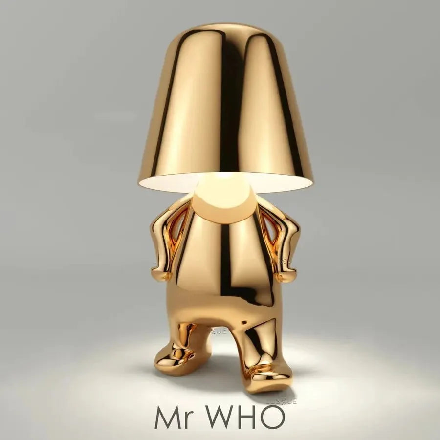 Cordless Table Lamp Thinker Figure Sculpture Rechargeable Touch Dimmable Novelty Shelf Bedside Decor