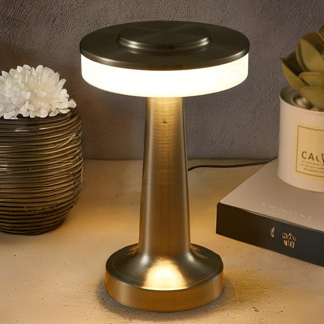 Touch Lamp Cordless Rechargeable LED Metal Bistro Style Dimmable Bedside Nightstand Light