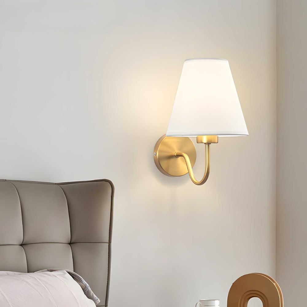 Wireless Wall Sconce Set of 2 Tapered Fabric Shade Rechargeable RGB Remote Control Timer Bedroom Living Room