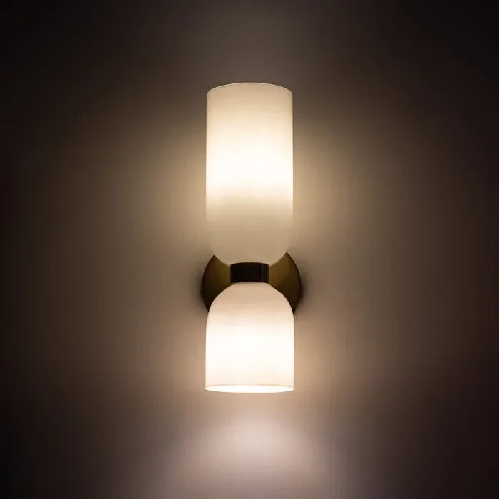 Double Glass Shade Wall Lamp E14 Sconce for Hallways
