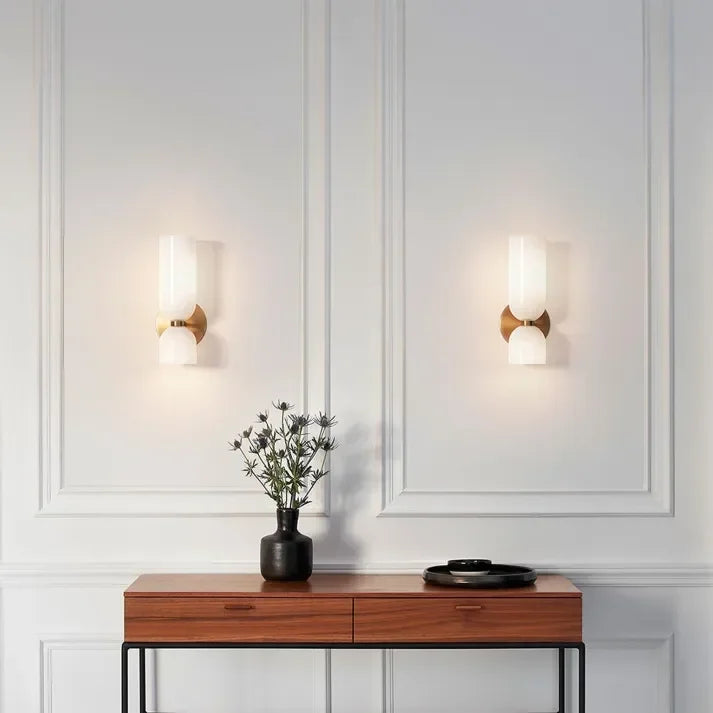 Double Glass Shade Wall Lamp E14 Sconce for Hallways