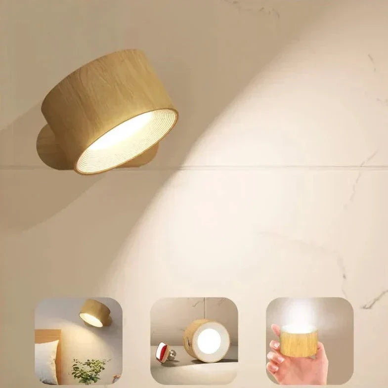 Wireless Wall Sconce Rechargeable LED Magnetic 360 Rotating Dimmable Reading Light