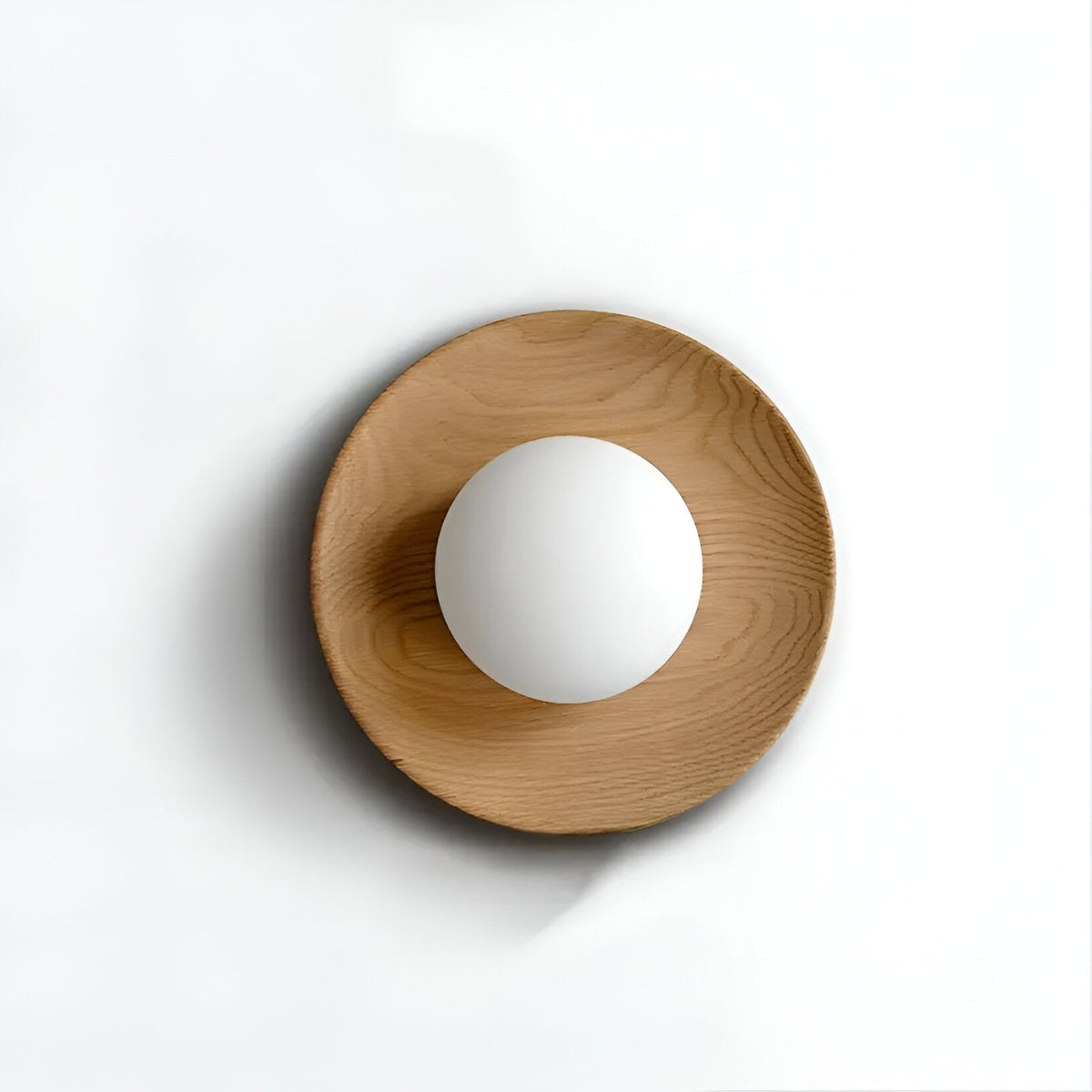 Wall Light LED Solid Wood Round Disc Minimalist Nordic Bedroom Hallway Reading